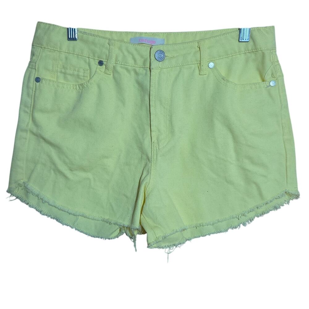 Yellow Cotton Raw Hem Denim Shorts Size 10